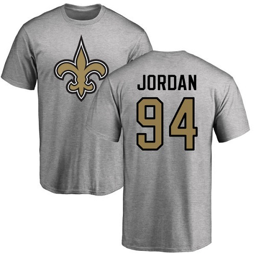 Men New Orleans Saints Ash Cameron Jordan Name and Number Logo NFL Football #94 T Shirt->new orleans saints->NFL Jersey